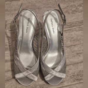 Women's Silver Slingback Heels